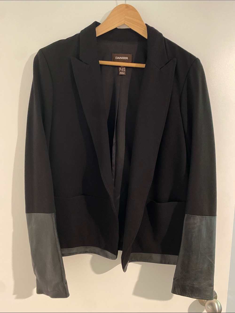 Danier Black Blazer with Leather-Trim Sleeves